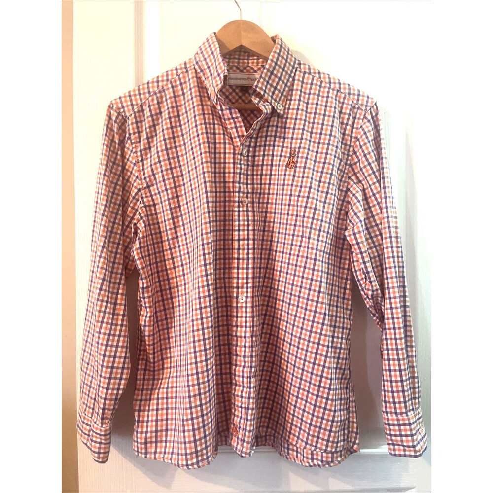 Pennington & Bailes Dress Shirt Plaid Clemson Tigers Long Sleeve Mens Small